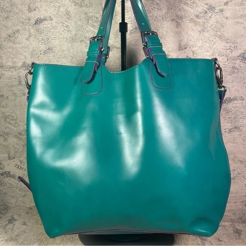 Nardelli Made in Italy Green Leather Large Tote Shoulder Work Bag